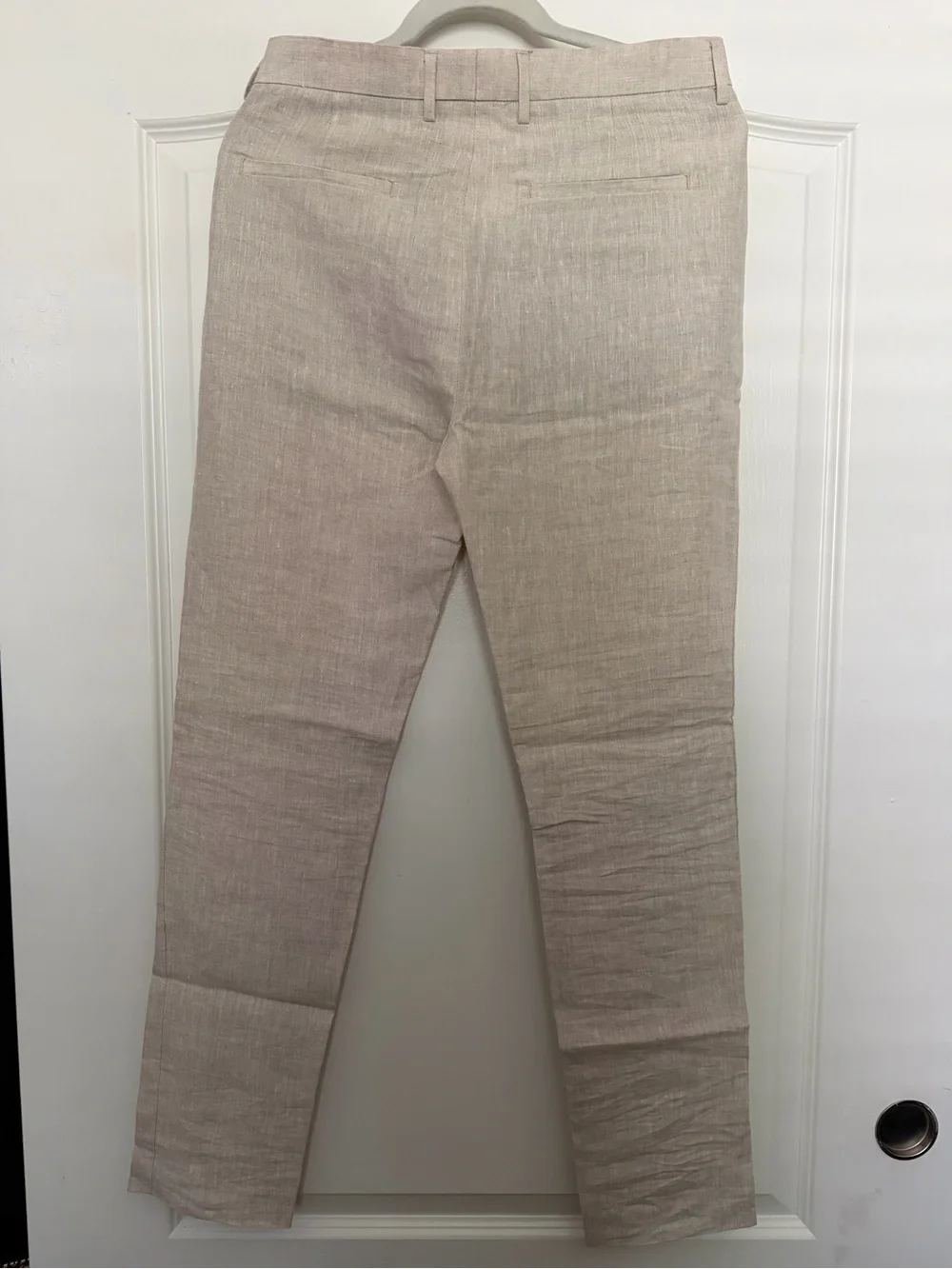 H&M Men's Slim Linen-Blend Chinos in Light Beige